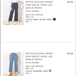 Loft Button Front High Waist Wide Leg Ankle Pant